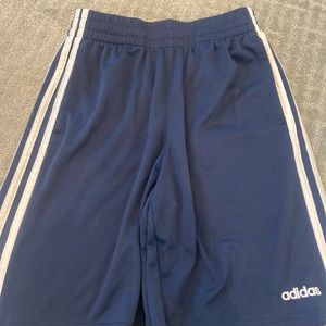 - Adidas youth boys shorts, navy size medium with white stripes